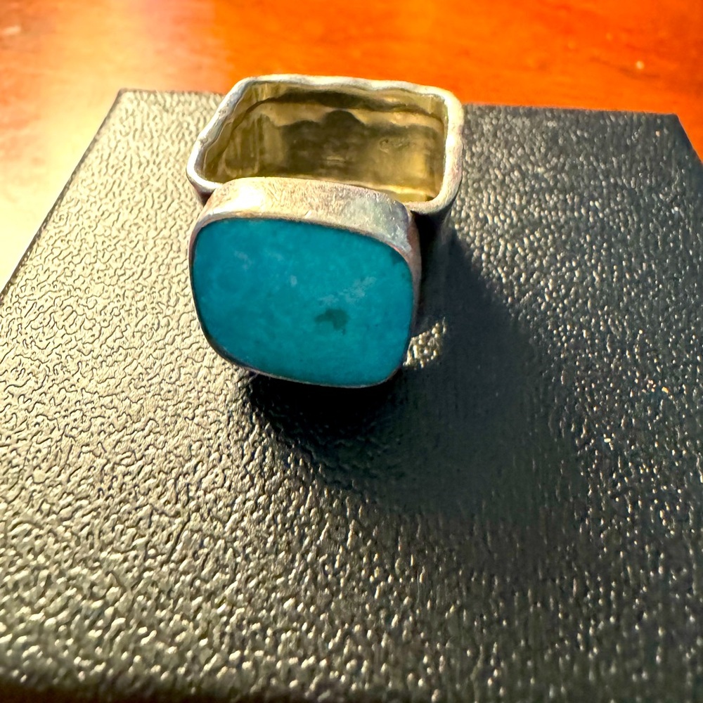 Sterling Silver Ring with Real Turquoise.